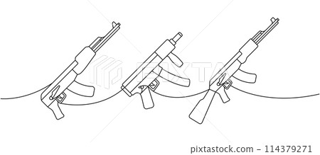 Set of tactical assault rifles one line... - Stock Illustration ...