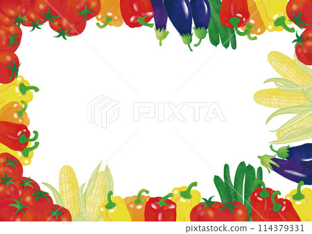 Watercolor style Various summer vegetables Frame 8 114379331