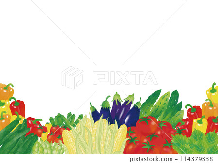 水彩風格各種夏季蔬菜框架4 水彩風格各種夏季蔬菜框架4 114379338
