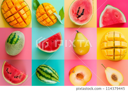 多彩水果背景 多彩水果背景 114379445