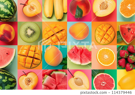 Colorful fruit background Colorful fruit background 114379446