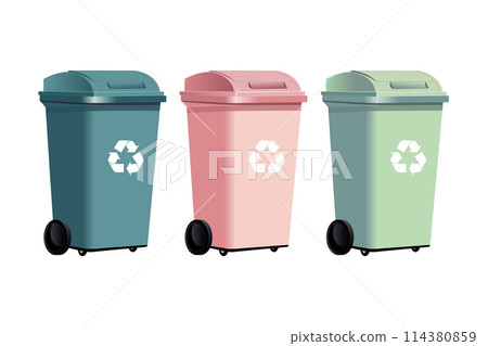 Flat illustration of street garbage bins Flat illustration of street garbage bins 114380859