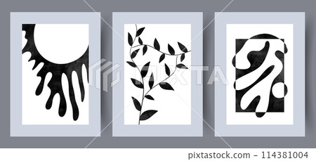 Abstract sketches spots plants wall art print 114381004