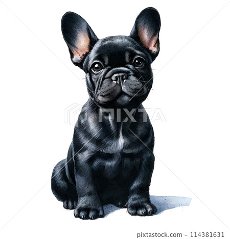 French bulldog black puppy 114381631