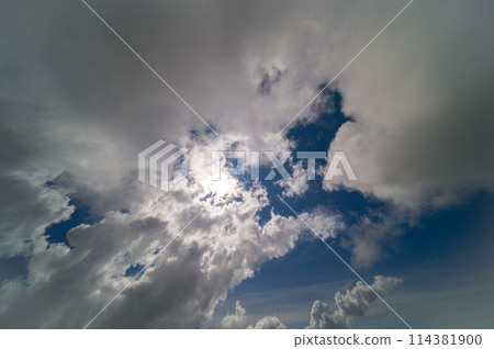 Clouds in the blue sky in springtime Clouds in the blue sky in springtime 114381900