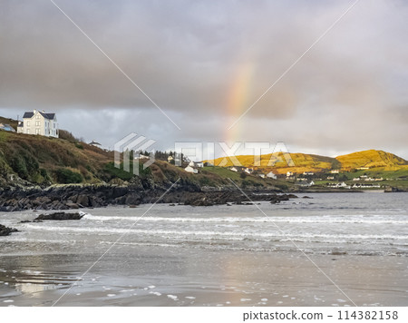 Beautiful rainbow at Portnoo Narin beach in County Donegal - Ireland. Beautiful rainbow at Portnoo Narin beach in County Donegal - Ireland. 114382158