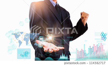 Stock market or forex trading graph and candlestick chart suitable for financial investment concept. Economy trends background for business idea and all art work design. Abstract finance background.. 114382717