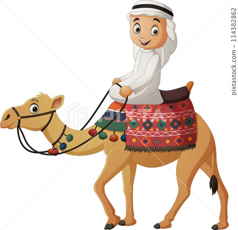 Cartoon Arab boy riding camel Cartoon Arab boy riding camel 114382862