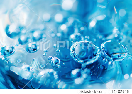 Macro Image of Water Bubbles as Symbol of Hydrogen Energy 114382946
