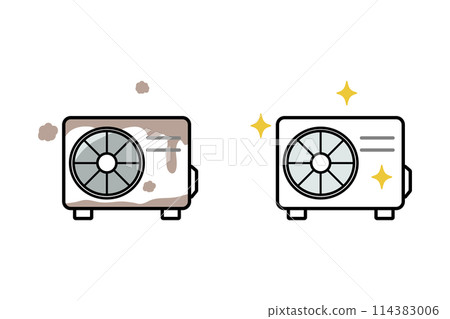 Illustration set of clean and dirty outdoor units 114383006