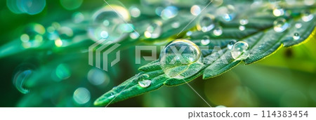 Background of green cannabis leaves, marijuana plant texture, banner 114383454