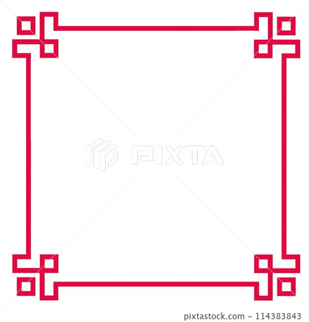 Red chinese style decorative border frame illustration 114383843