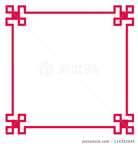 Red chinese style decorative border frame illustration Red chinese style decorative border frame illustration 114383844