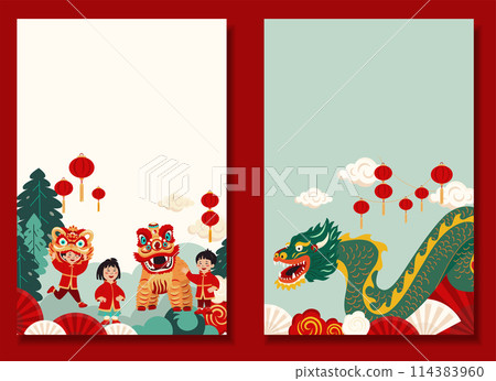 Flat Chinese new year banners 114383960