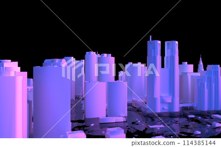 3D illustration of Shinjuku skyscraper district illuminated by fantastic lights 3D illustration of Shinjuku skyscraper district illuminated by fantastic lights 114385144