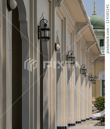 Bang O Mosque Baroque Architecture with Lamps and Sunlight shine through the wall. Bang O Mosque Baroque Architecture with Lamps and Sunlight shine through the wall. 114385241