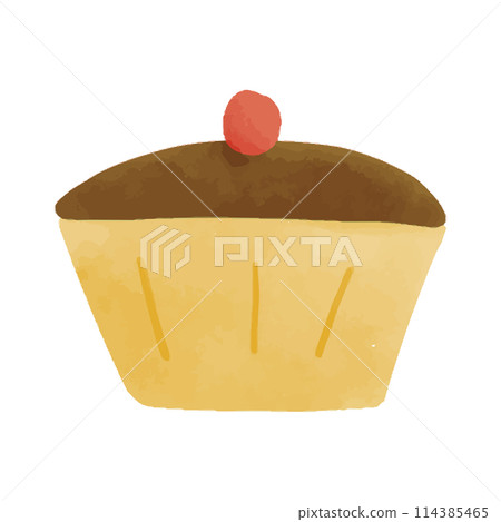 Watercolor vector illustration of a muffin in childish style. Watercolor vector illustration of a muffin in childish style. 114385465