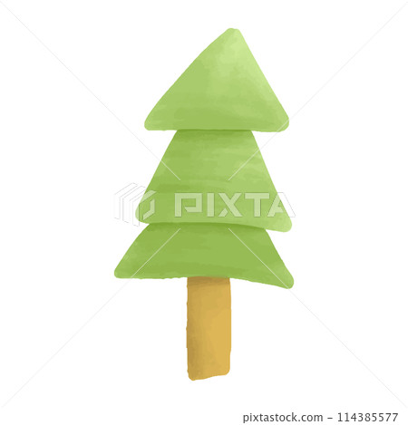 Watercolor vector illustration of a tree in childish style. Watercolor vector illustration of a tree in childish style. 114385577