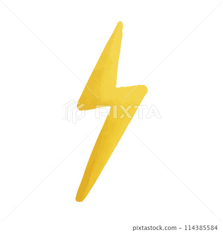 Lightning hand drawn watercolor vector illustration. 114385584