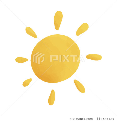 Sun hand drawn watercolor vector illustration. 114385585