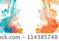 A painting of two flames with blue and orange colors 114385748