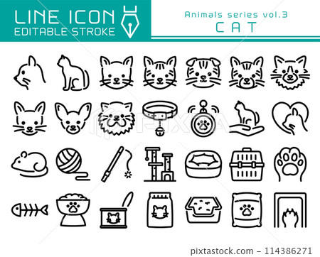 Line Icon Animal Series vol.3 Cat Line Icon Animal Series vol.3 Cat 114386271
