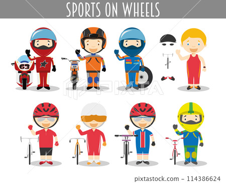 Vector Set of Sports on Wheels in cartoon style 114386624