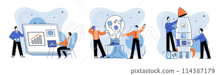 Team idea vector illustration. Team spirit strengthens relationships, fosters mutual support, and enhances teams collective creativity Team building activities promote collaboration, trust 114387179