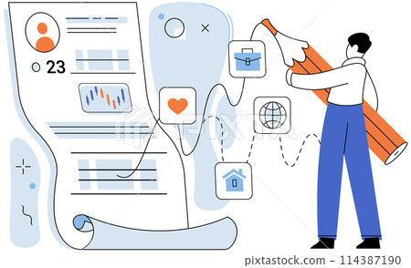 Personal profile. Vector illustration. The personal profile concept emphasizes importance curating positive online presence Connections formed through personal profiles extend ones professional 114387190