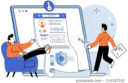 Personal profile. Vector illustration. Resumes be enhanced with links to personal profiles for more comprehensive view Personal profiles enable individuals to showcase their skills and expertise 114387191