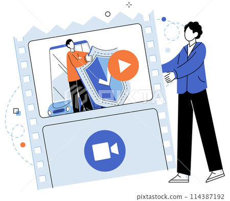 Video marketing vector illustration. Social media platforms play crucial role in disseminating video content and fostering engagement Targeted video marketing utilizes technology to deliver Targeted Video marketing vector illustration. Social media platforms play crucial role in disseminating video content and fostering engagement Targeted video marketing utilizes technology to deliver Targeted 114387192