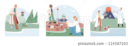 Nature science. Vector illustration. Scientific experiments are conducted to investigate natural phenomena and test hypotheses Science and technology collaborate to deepen our understanding natural 114387203