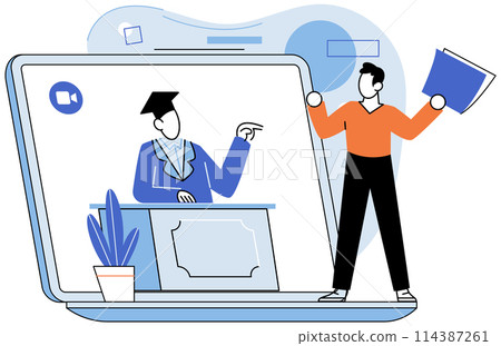 Online communication. Vector illustration. The internet has transformed cyberspace into vast hub online communication Social media platforms have revolutionized online communication and networking 114387261
