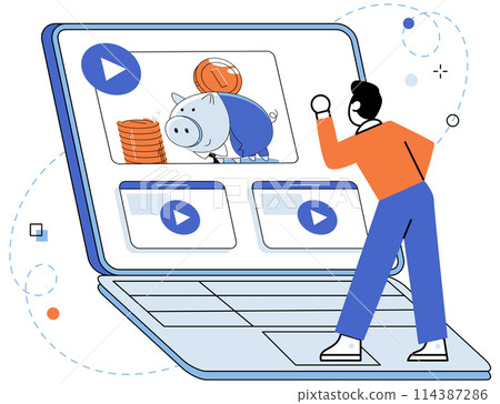 Video marketing vector illustration. Analysis video marketing campaigns provides insights into audience engagement and effectiveness Effective management ensures seamless execution video marketing Video marketing vector illustration. Analysis video marketing campaigns provides insights into audience engagement and effectiveness Effective management ensures seamless execution video marketing 114387286