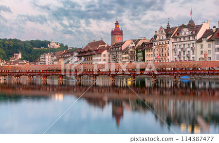 Chapel Bridge Evening, Lucerne, Switzerland Chapel Bridge Evening, Lucerne, Switzerland 114387477