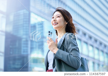 Stylish business woman commuting 114387597