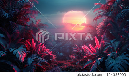 Sun Setting in the Middle of the Jungle Sun Setting in the Middle of the Jungle 114387903