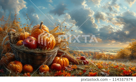 A Basket Filled With Assorted Fresh Fruit 114387974