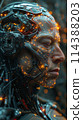 Portrait of a man. Half face in cyberspace. Artificial intelligence concept 114388203