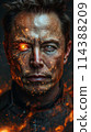 Portrait of a man. Half face in cyberspace. Artificial intelligence concept 114388209