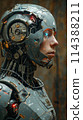 Portrait of a man. Half face in cyberspace. Artificial intelligence concept 114388211