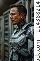 Portrait of a man. Half face in cyberspace. Artificial intelligence concept 114388214