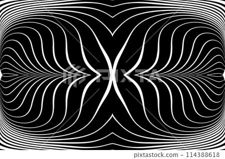 Abstract Wavy Lines Symmetrical Black and White Pattern. 114388618