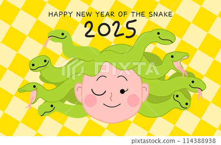 Girl with snakes hair medusa new year card 2025 114388938