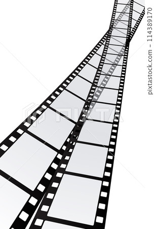 Two realistic film strips, isolated on white, reel, cinema poster design 114389170
