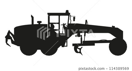 motor grader silhouette. Heavy machinery for construction and mining motor grader silhouette. Heavy machinery for construction and mining 114389569