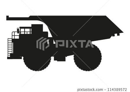 Mining truck silhouette. Heavy machinery for construction and mining 114389572