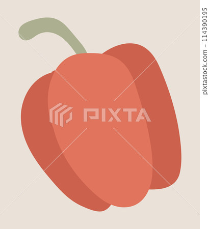 Red paprika pepper in flat design. Natural vegetable from farming garden. Vector illustration isolated. 114390195