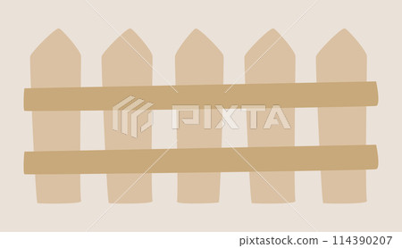 Wooden fence for farm in flat design. Countryside barrier with planks. Vector illustration isolated. Wooden fence for farm in flat design. Countryside barrier with planks. Vector illustration isolated. 114390207