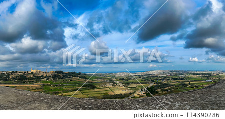 Panoramic view of the city of Victoria city, at Gozo, Malta 114390286